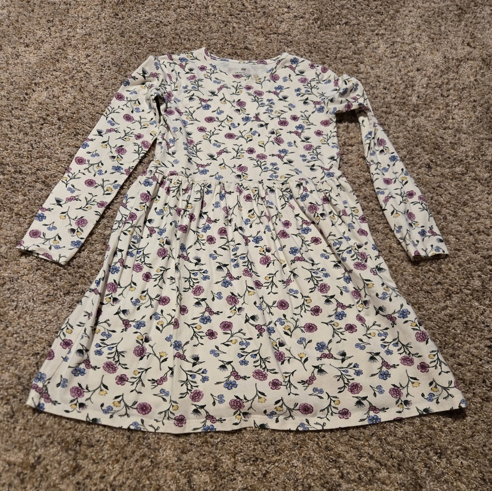 H&M Cream Floral Kids Dress 8/10
